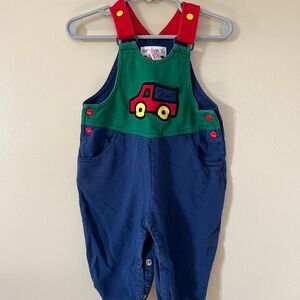 Vintage Gymboree colorblock truck overalls, size infant